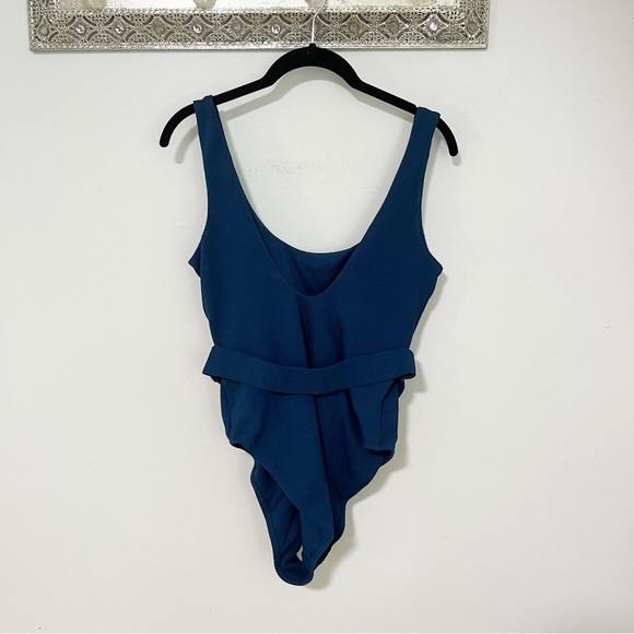 Primark Navy Blue Textured High Cut One Piece Swimsuit Size 10 - Picture 2 of 4